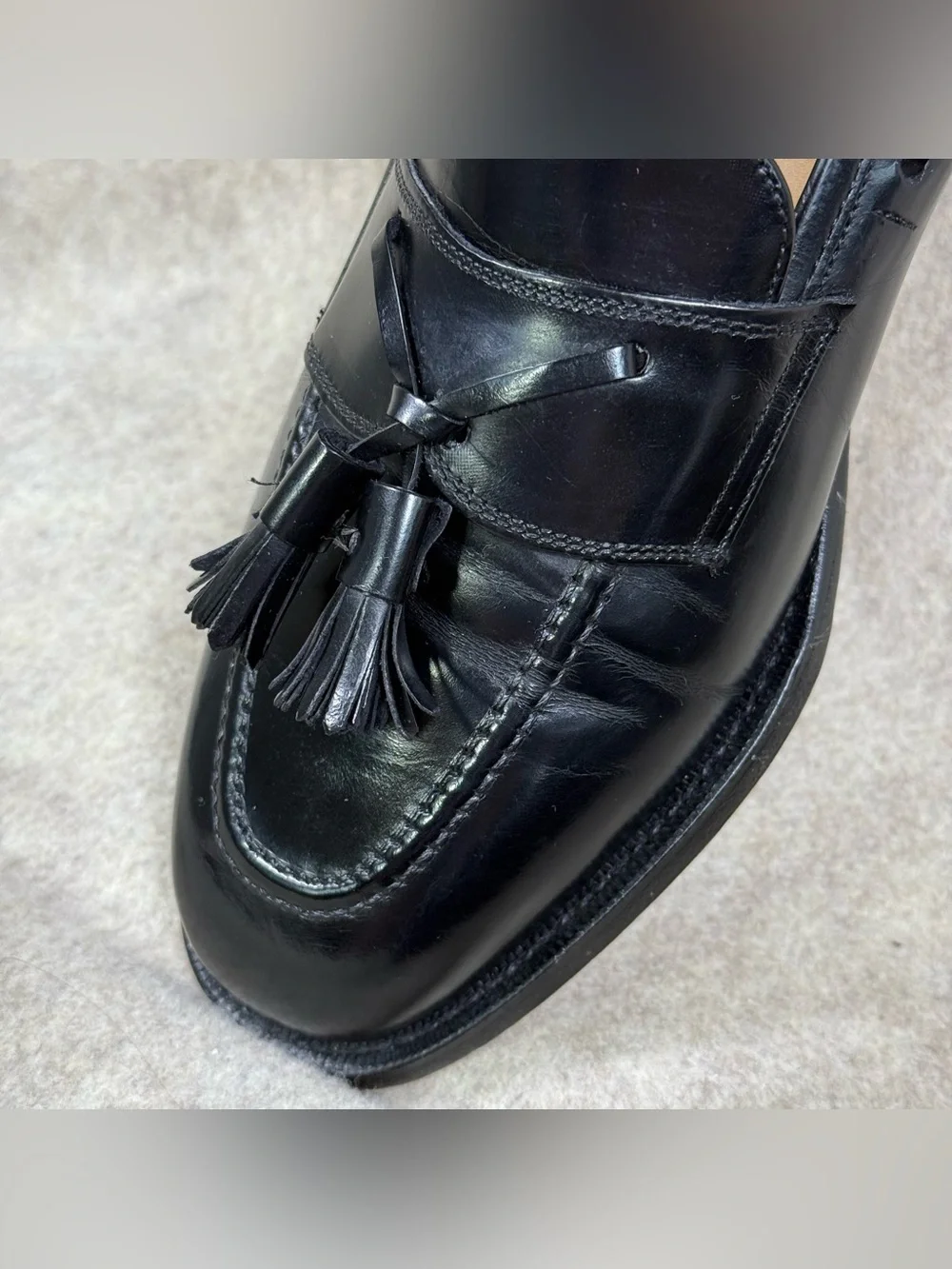Vintage Johnston and Murphy “Limited” Black Leather Tassel Loafers Men’s Sz 9.5